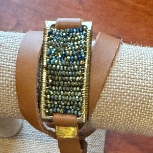 Noonday Collection Brilliant Leather Wrap Bracelet,Smoke